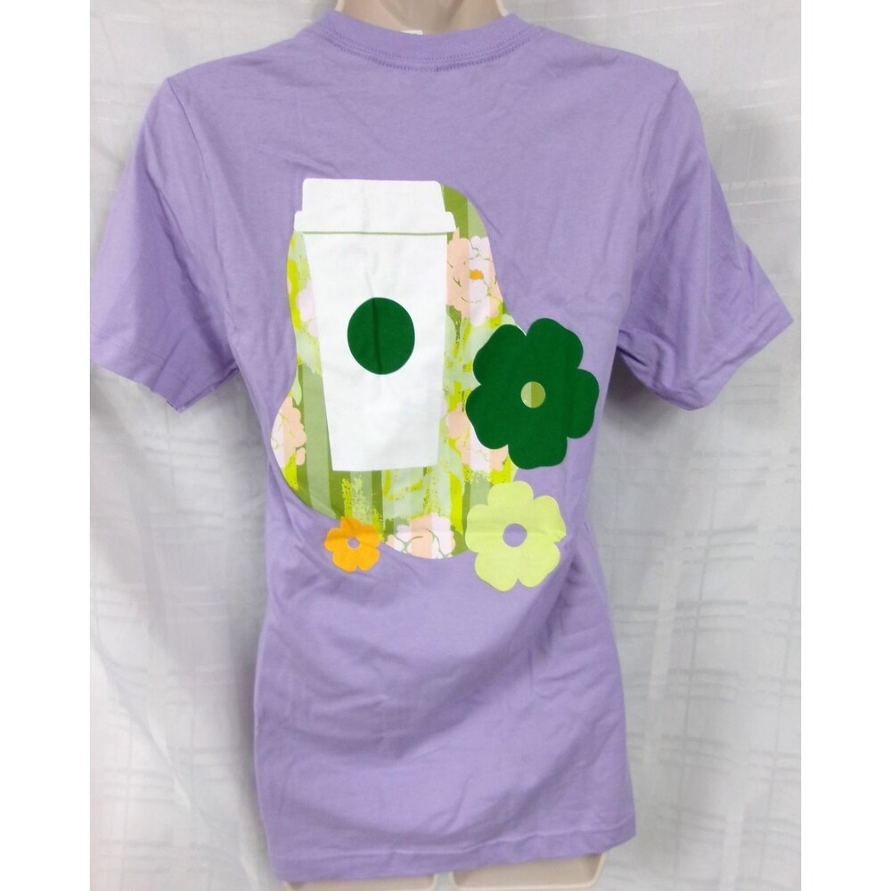 Starbucks Employee T Shirt Flowers Lavender Purple Size XS New